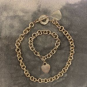 Tiffany Toggle Heart Necklace and Bracelet Set